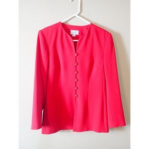 Emily Retro Red Blazer Suit Jacket Vintage 80s Size 8 Dress Coat Button Front